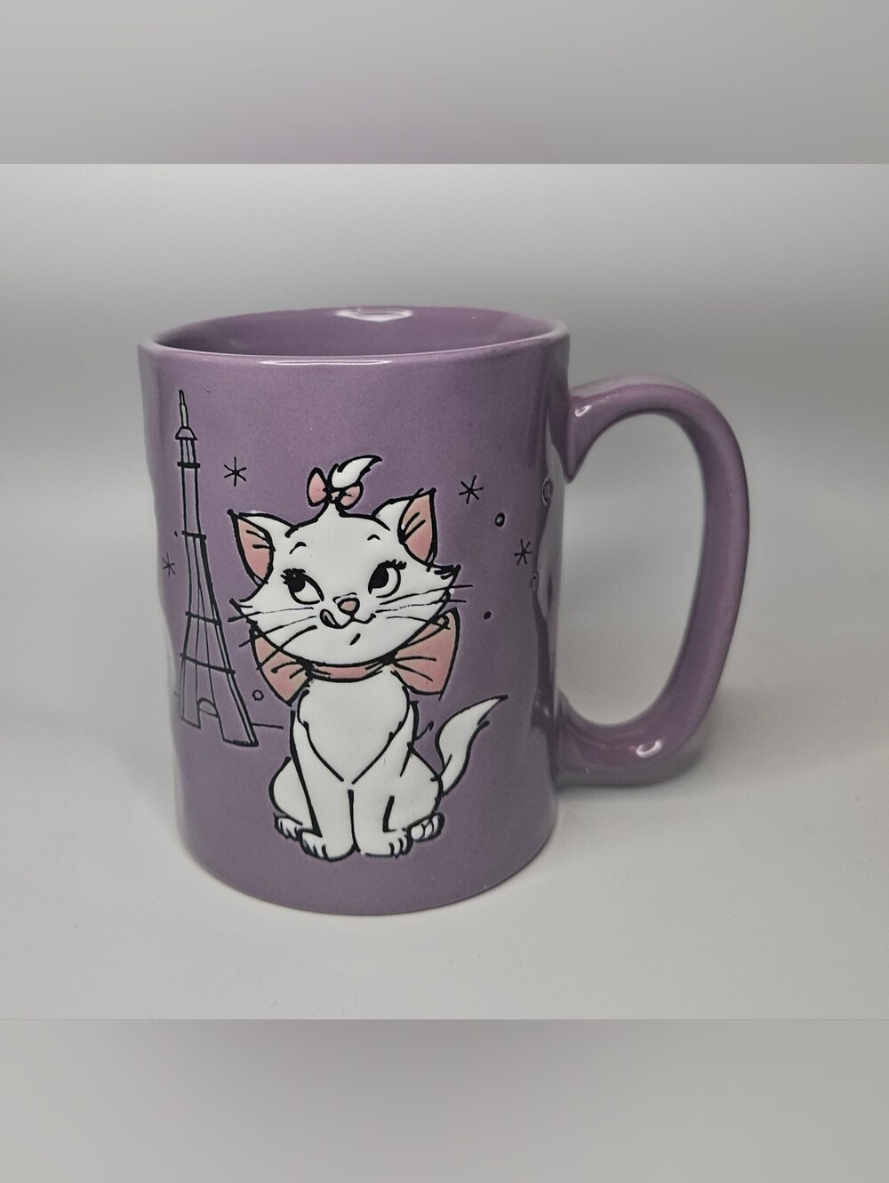 Disney The Aristocats Marie & Eiffel Tower Purple 15 oz Ceramic Coffee Mug Cup